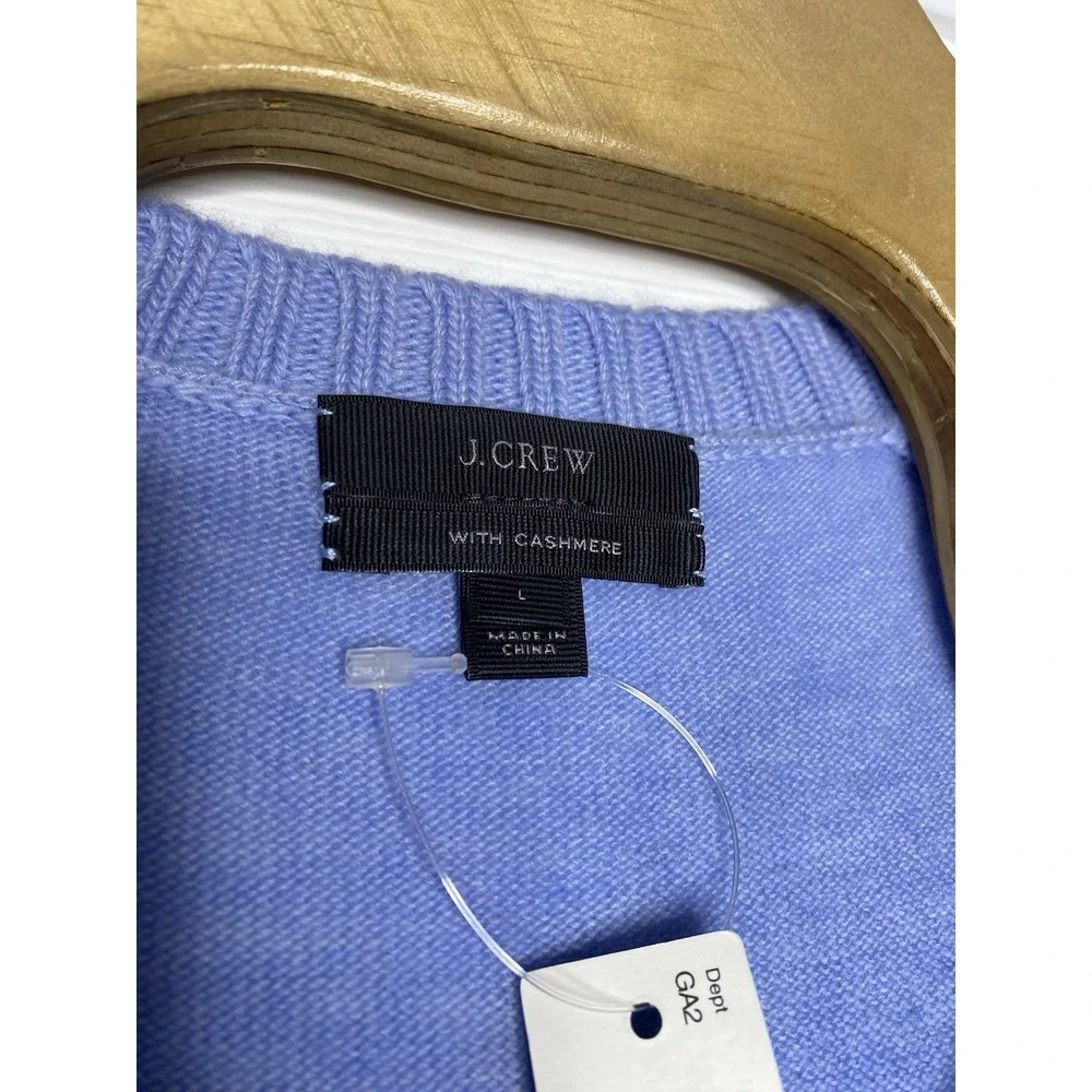J Crew Mens Cashmere Blend Pullover V Neck Sweater Blue Large‎ New